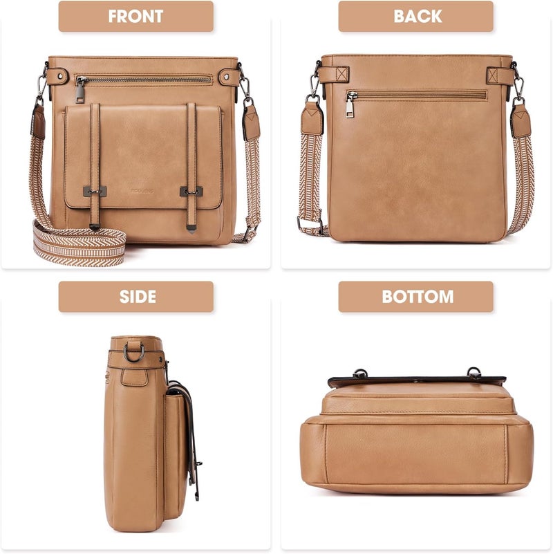 Roulens Crossbody Bags for Women,Multi Pocket Crossbody Purses Vegan Leather Shoulder Handbags Travel Purse Adjustable Strap - Image 4
